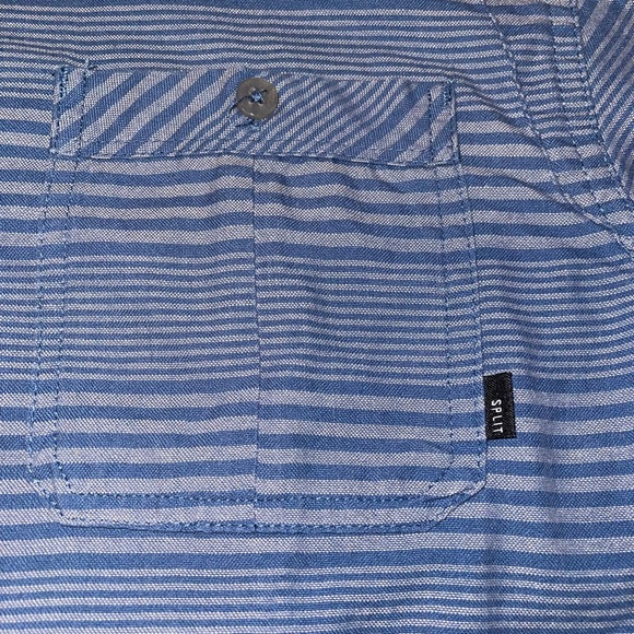Split Co USA Men’s Button Down Short Sleeve Shirt Size Medium Blue Gray - Picture 4 of 7